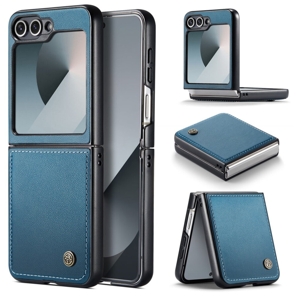 Caseme Leather Wallet Case For Samsung Galaxy Z Fold6 Â Rfid Blocking, Magnetic Clasp, Kickstand, Blue 9152228657533