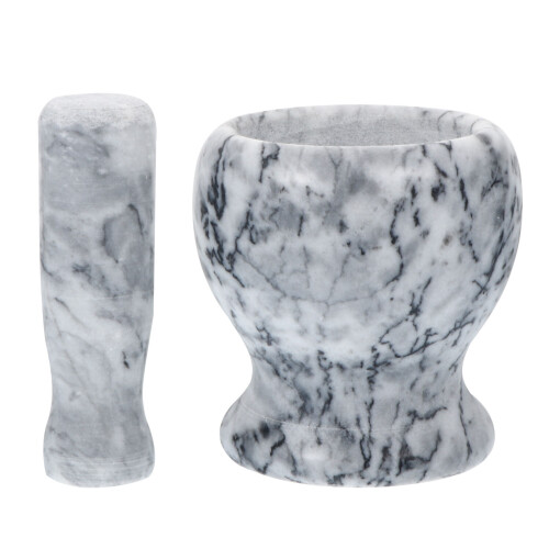 2Sets Natural Marble Garlic Pounder and Grinding Bowl for Kitchen 1
