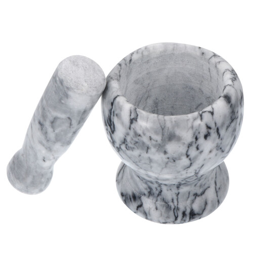 2Sets Natural Marble Garlic Pounder and Grinding Bowl for Kitchen 2
