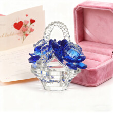 Crystal Flower Basket Ornament for Valentine's Day