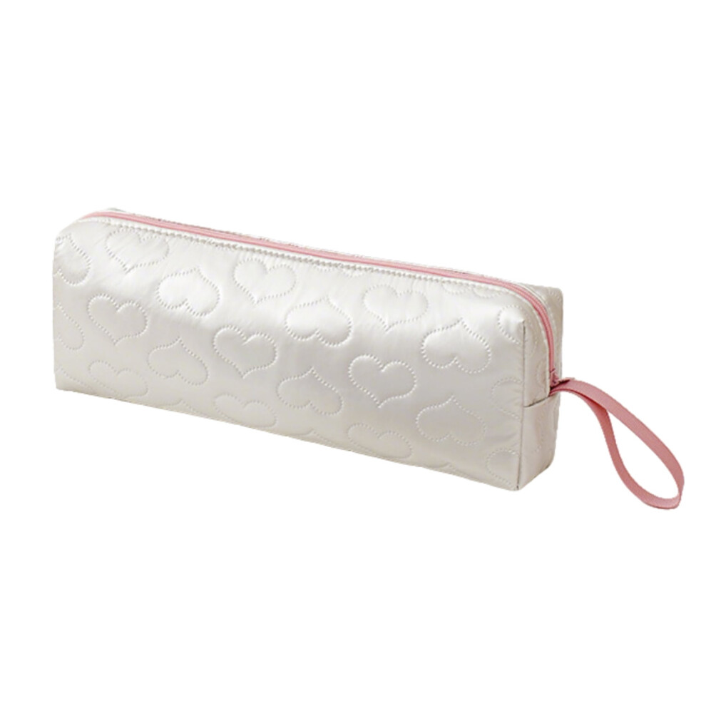 Hairdressing Tool Storage Bag, Heat-insulating Travel Storage Bag, Portable PU Love Cosmetic Bag,White