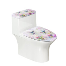 Ensemble de 2 couvre-abattants de toilettes ronds à motif colibris, avec bord élastique et antidérapants, pour une utilisation intérieure ou