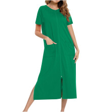asdoklhq Womens Robes Women's Winter Warm Nightgown and Winter Nightdress Zip with Pokets Loose Pajamas Green M