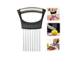 Multi-Function Onion Slicer Holder - Stainless Steel Vegetable Chopper & Tomato Slicer with Meat Tenderizer Tool for Complete Kitchen Set