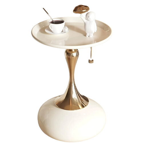 Round Side Table for Living Spaces (White)