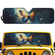 Solskjerm for frontrute kompatibel med 2024–2025 Jeep Wrangler JL2/4Door – UV-blokkerende, Galaxy Butterfly Design