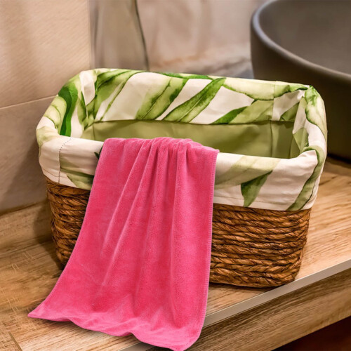 Ensemble de serviettes de bain en microfibre rose (2 pièces, 75 x 35 cm)