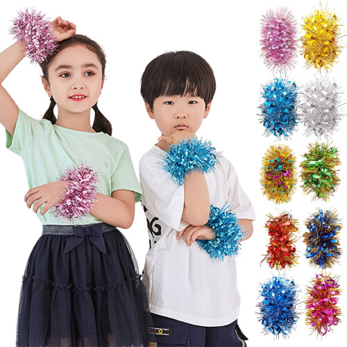 Conjunto de 6 pulseiras de líder de torcida com pompons