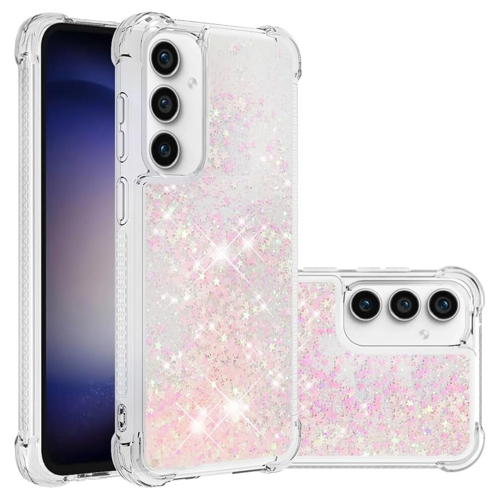 Glitter Liquid Quicksand Case For Compatible With Samsung Galaxy S23 Fe Â Shockproof, Soft Tpu, Star Pink 9193271161363