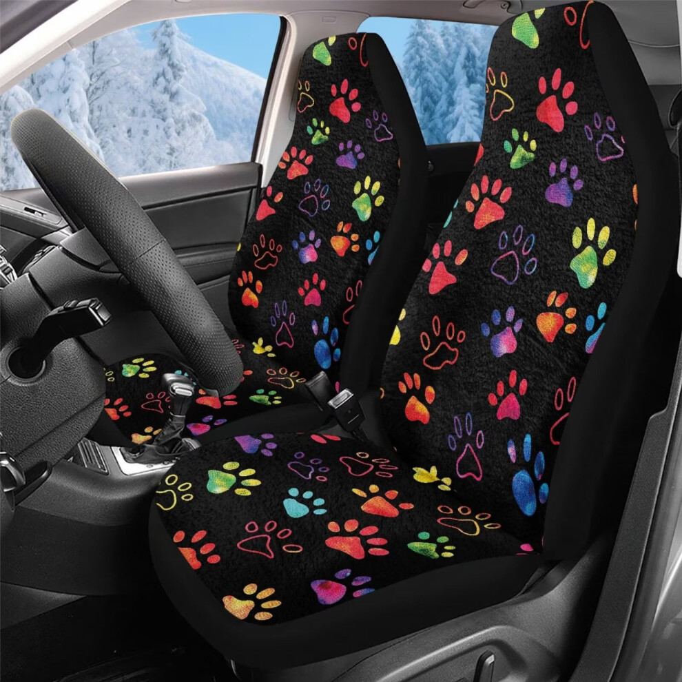 Car Seat Covers Front Seats Universal Dog Paw Design 2 Coral 9066521636822
