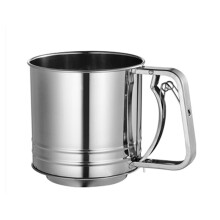 Mirror Polished Stainless Steel Sifter, Double Sieve Strainer for Baking Powdered Sugar with Ergonomic Handle and Rust Proof Surface