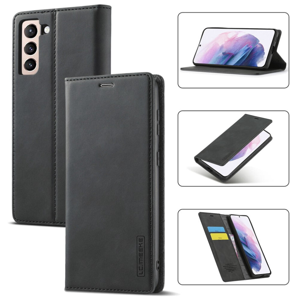 Lc.imeeke Leather Flip Wallet Case For Compatible With Samsung Galaxy S21 Fe 5G Â Magnetic, Shockproof, Kickstand, Card Holder, Black 9193271162179