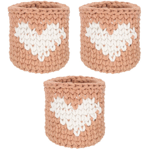 3Pcs Creative Knitted Cup Sleeves Glass Cup Protectors Light Brown 1