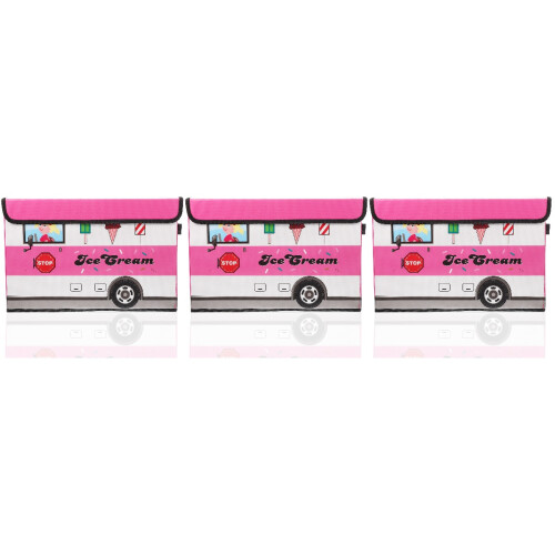 3Pcs Foldable Pink Sundries Storage Boxes with Lids for Outdoor Use 2