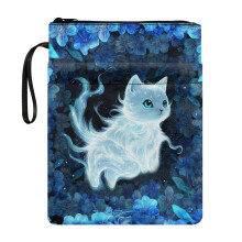Darčekové puzdro na zips s motívom knižného klubu Ethereal Glow Cat – ľahké, vodeodolné z polyesteru, 28,4 x 21,6 cm, s vreckom,