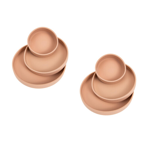 6Pièces Assiettes Silicone Rose, Bols Bébé Antichocs 1