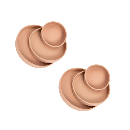 6Pièces Assiettes Silicone Rose, Bols Bébé Antichocs 2