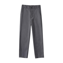 Boys Flat Front Twill Chino Pants Plaid Stretch Slim Fit School Uniforms with Zipper Dark Gray 3-4 Years