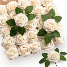 50 roses artificielles vert sauge, roses en mousse au toucher réaliste avec tiges – Bouquets de mariage à faire soi-même, décoration de fête