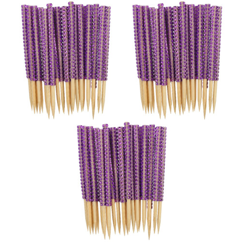 90St Violet Party Candy Picks Bamboe Appelsticks Glanzende Afwerking 1