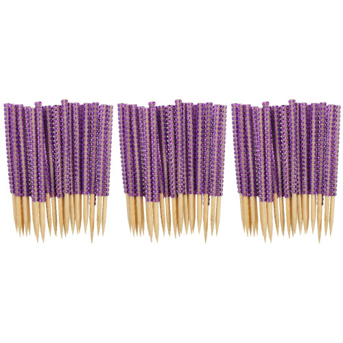 90St Violet Party Candy Picks Bamboe Appelsticks Glanzende Afwerking 2