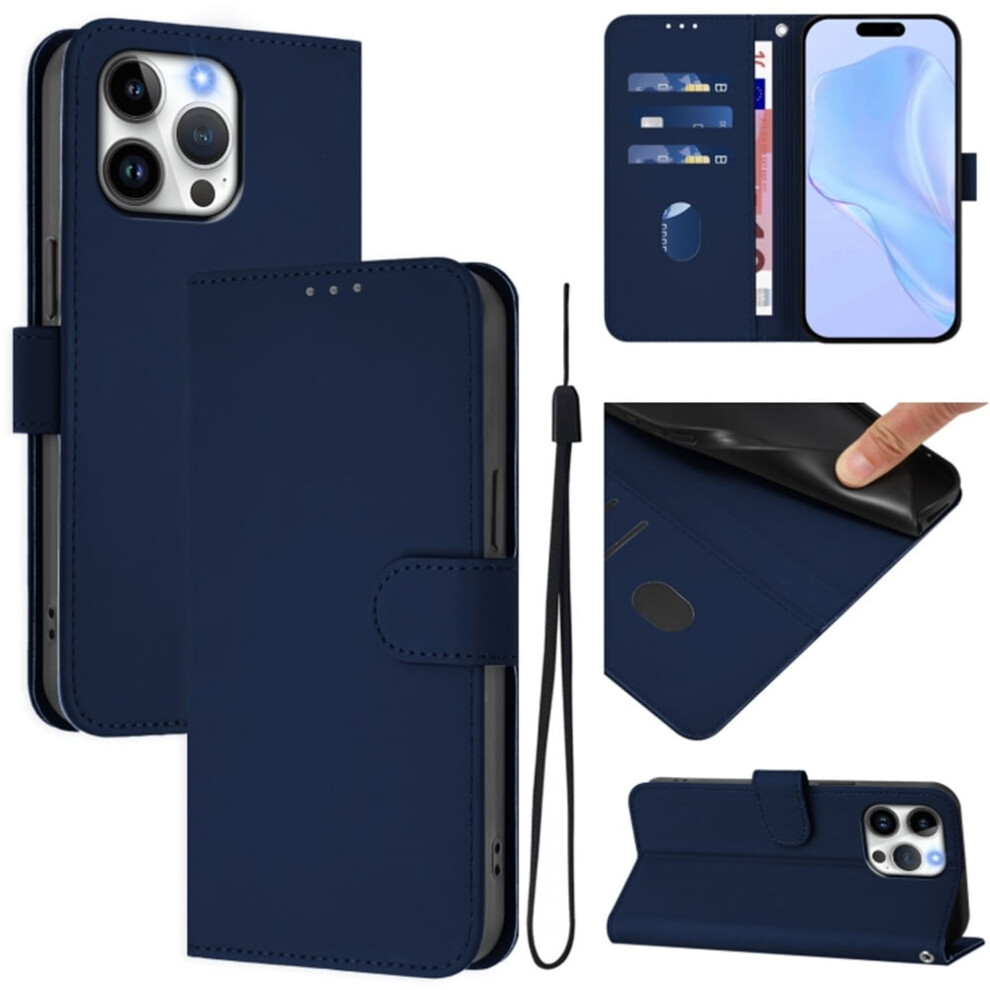 Wallet Case Compatible With Iphone 16E Â Pu Leather Magnetic Flip Folio, 3-Card Slot & Wrist Strap, Navy Blue 9327961808683