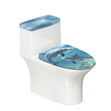Ensemble de housse de toilette baleine océanique, housse de toilette en polyester facile à nettoyer, en forme de U