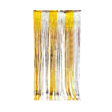 Cortina de franjas metalizadas bicolor 2m x 2m – Cenário para festa