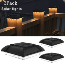 Solar Post Light 3000K Warm White, Dusk-to-Dawn IP54 Waterproof, for Fence Posts/Patio/Garden – 3Pack