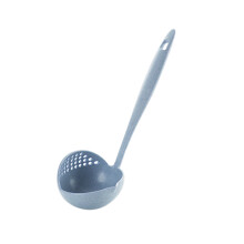 Valentines Decor 1PCS 2-in-1 Long Handle Filter Skimmer Hot Pot Porridge Soup Spoon Home Decor Blue