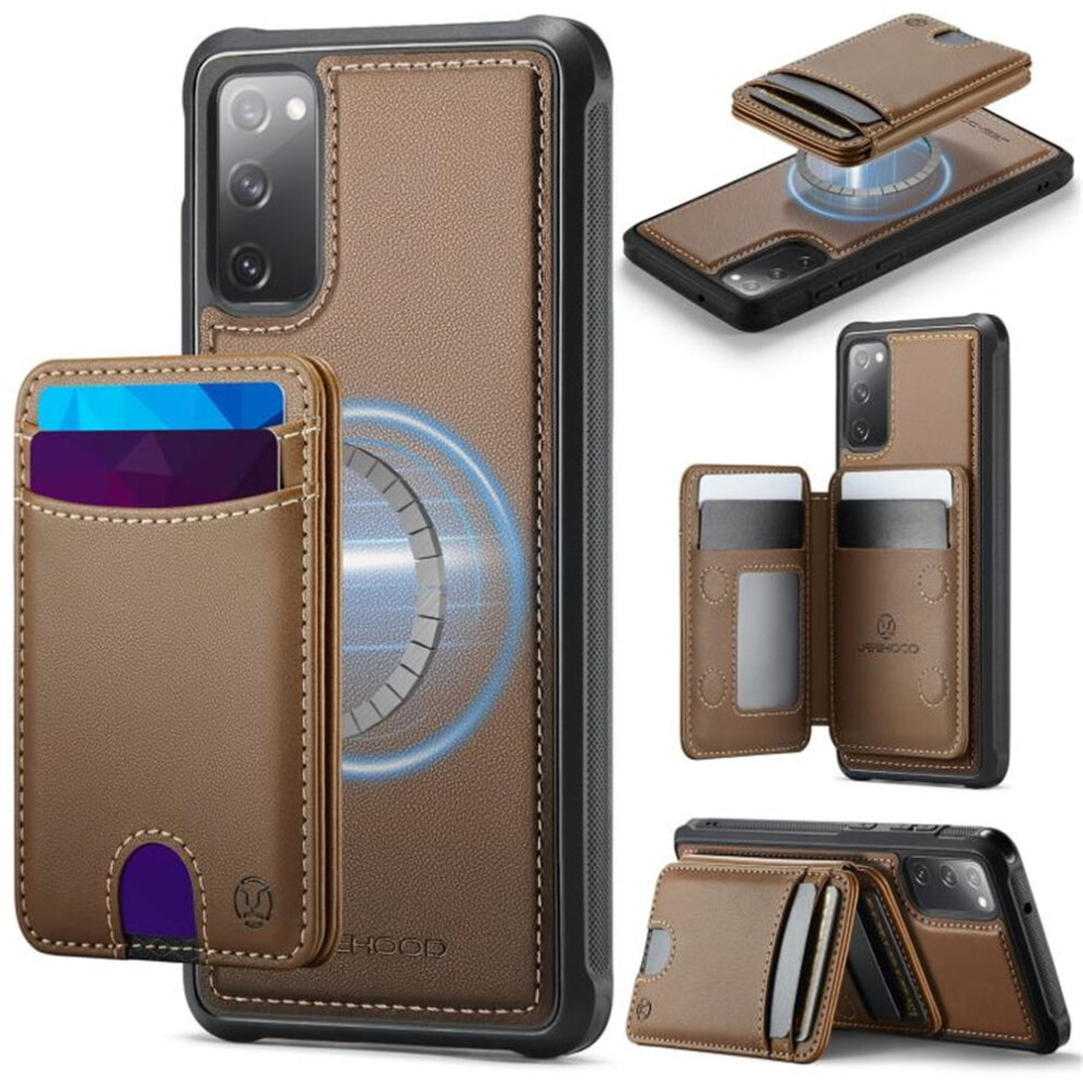 Jeehood Case For Samsung Galaxy S20 Fe Â Rfid Blocking, Pu Leather, Magsafe-Compatible 2-In-1 Wallet With Push Card Holder & Kickstand, Brown 9327961809222