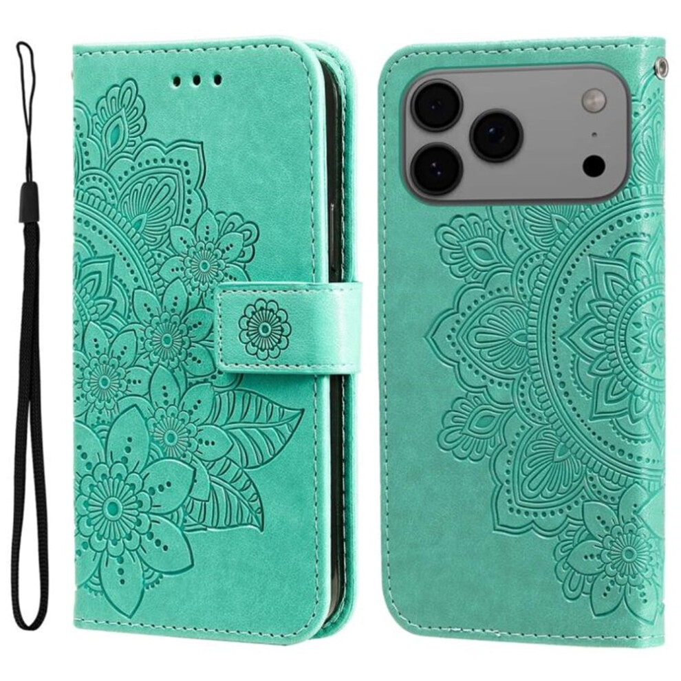 Pu Leather Flip Wallet Case With Magnetic Closure, Card Slots & Hanging Rope Â Compatible With Iphone 17 Pro Max 6.9" Green 9327961804951