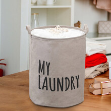 Canvas Laundry Bags, Large Heavy Duty Cotton Dirty Clothes Bag, Storage Bag with Fixed Drawstring Net, Handles, 43L L/Per Bag, 16” x 19.7” (Black)