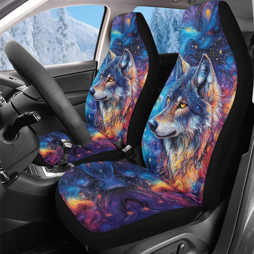 Car Front Seat Cover, Fluffy Galaxy Wolf Print Bucket Seat Cover Protection, Universal Fits Most Vehicle Suv Truck Minivan, Auto Interior Accessories Coral 9327961805323