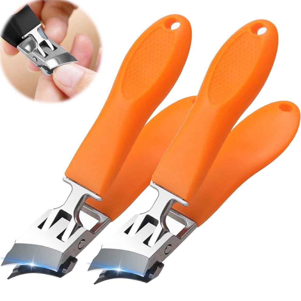 Wide Jaw Opening Anti-Splash Slanted Nail Clipper,Long Handle No Splash Angled Nail Clippers for Thick Nails