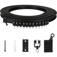 Binario per tende da soffitto a lunghezza regolabile con rulli e set di accessori per tende da soggiorno, camera da letto e doccia.