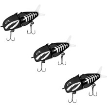 Mini Glide Bait for Fishing, Multi-Jointed Swimbait Wobbler, White Glide Baits for Bass and Pike, Hard Lure with Soft Rubber Fins