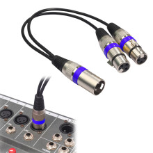 Cavo splitter XLR, cavo patch a Y da 3 pin XLR femmina a maschio, cavo bilanciato per microfono, adattatore audio (1 maschio a 2 femmine) - 30 cm, 1