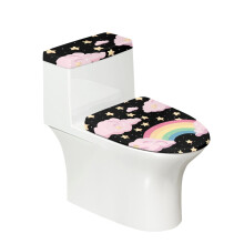 Capac de toaletă rotund cu model de stea curcubeu, set de capace de toaletă din poliester ușor de curățat, în formă de U