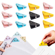 Under $1 Pink Triangle Book Corner Protectors, 12-Pack – Plastic Document Fasteners (Holds 50 Sheets), Compatible with Paper & Bookmarking