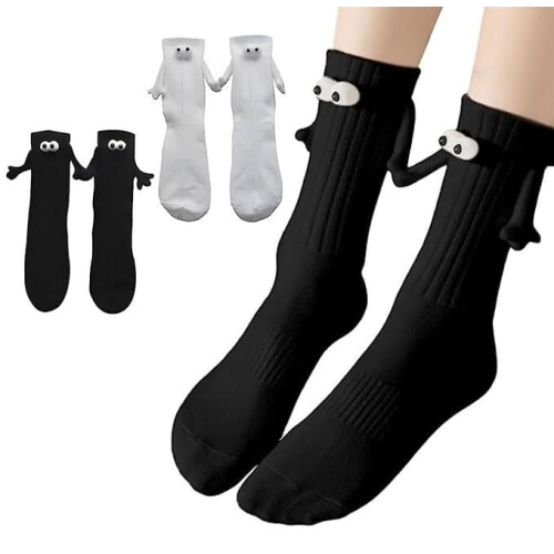 Magnetic Holding Hands Socks White 2 Pairs