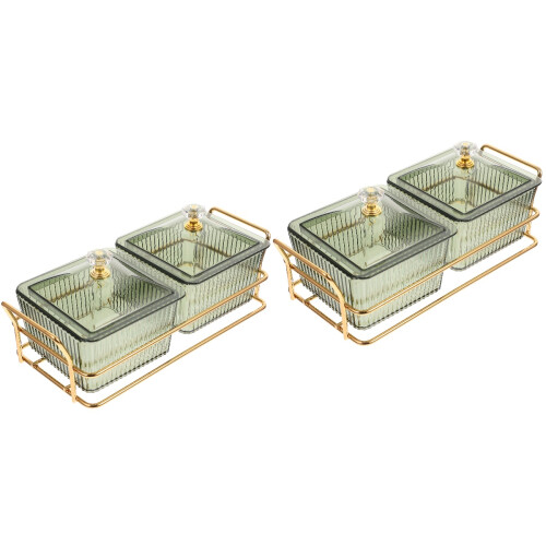 2Sets Stylish Khaki Divided Serveware Plates for Home Snack Storage 2