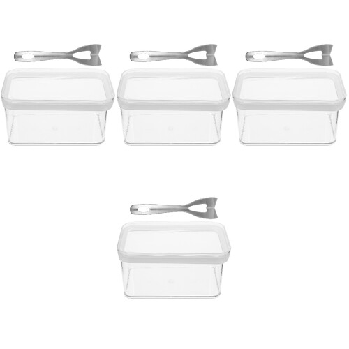 4Sets Clear Keeper Container with Smooth Easy Clean Dish 1