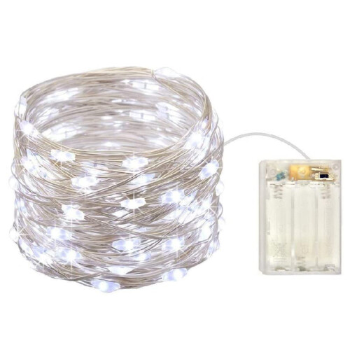 Φωτιστικά LED 10M Cool White, με μπαταρία, σύρμα χαλκού για εσωτερική και εξωτερική