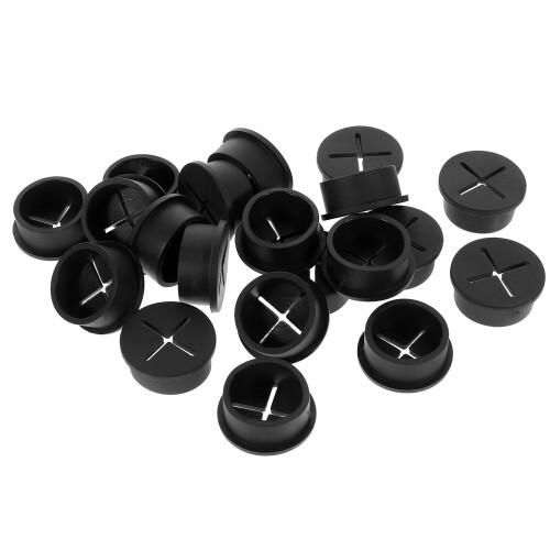 60Pcs Black Rubber Grommets for Desk Wire Cable Hole Covers Durable 1