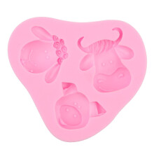 Moule à fondant facile à utiliser, tête d'animal de ferme mignonne, silicone antiadhésif de haute qualité, pour décoration de gâteaux et
