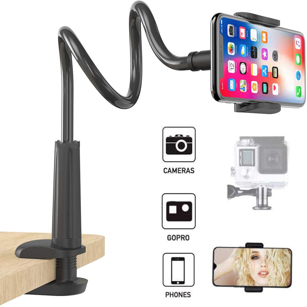 Adjustable Gooseneck Clamp Stand, Universal Lazy Bracket With Aluminium Magnesium Alloy Flexible Arm, Grip Flexible Long Arm For Stable Mounting 9365509760338