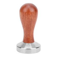 Tasseur à expresso 51 mm, en acier inoxydable massif avec manche en bois naturel, design ergonomique idéal pour les baristas