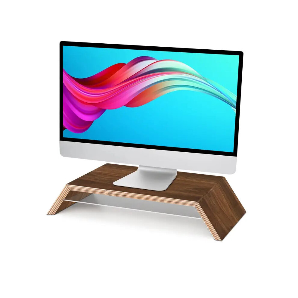 Premium Walnut Monitor Stand Riser With Underneath Storage Black 9362547026761