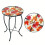 Outdoor Mosaic Side Table with Printed Maple Leaf Glass Top 1